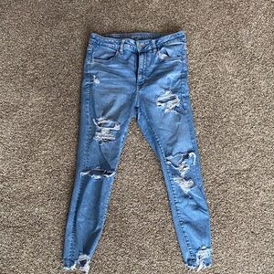 American Eagle Outfitters Ripped Blue Skinny Jeans